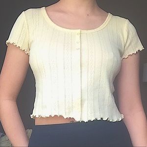 Hippie Rose lettuce edge cropped tee
